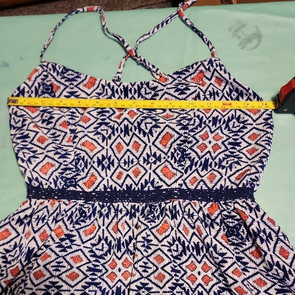 Trixxi Navy and Coral Printed Spaghetti-Strap Mini Dress - Picture 4 of 7